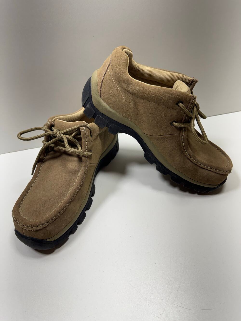 Men’s Boho Chukka Boots Sz 9 Leather Suede Beige Lace Up Casual Comfort